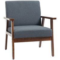 MODERN ACCENT CHAIRS WITH CUSHIONED SEAT, UPHOLSTERED LINEN-FEEL ARMCHAIR FOR BEDROOM, LIVING ROOM, DARK GRAY
