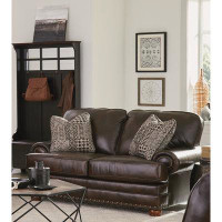 Lark Manor Aeryona 79" Italian Leather Match Loveseat with 2 Included Accent Pillows