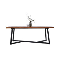 17 Stories Nordic Ironwork Solid Wood Dining Table Modern Simple Rectangular Household Table(NO CHAIRS)