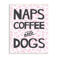 Stupell Industries «Naps Coffee Dogs Daily Essentials», art guépard sur bois par Jennifer Mccully