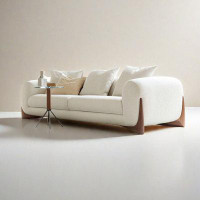 ABPEXI 86.57" Grey Velvet Standard Sofa cushion couch
