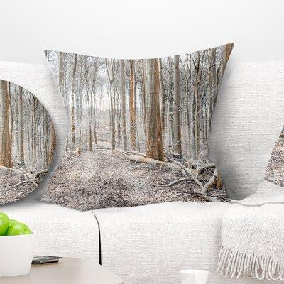 Made in Canada - East Urban Home Forest Dense in the Winter Photography Pillow in Bedding