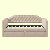 Red Barrel Studio Twin Size Upholstered Daybed With Drawers For Guest Room, Small Bedroom, Study Room,Grey