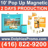 Trade Show Marketing Event TUBE Tension Fabric Back Wall Portable Display + CUSTOM FABRIC GRAPHICS by DolphiesPromo.com