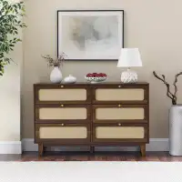 Bay Isle Home™ Fiqueroa 6 - Drawer Bedroom Dresser, Wooden Antique Dresser, TV Cabinet for Bedroom Living Room