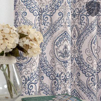 Bungalow Rose Damask Printed Curtains For Bedroom Drapes Vintage Linen Blend Medallion Curtain Panels Window Treatments