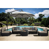 Latitude Run® 9pcs/set Rattan outdoor Sectional Seating With Cushions