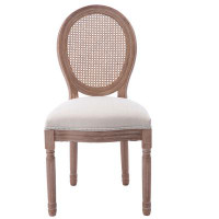 One Allium Way Hengming Upholstered Fabrice With Rattan Back French Dining  Chair With Rubber Legs