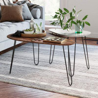 17 Stories Modern Nesting Coffee Table Set Of 2, End Table With Metal Legs