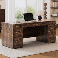 Loon Peak 70"Classic and Traditional Executive Desk with Metal Edge Trim ,Writing Desk