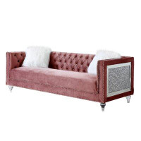 Rosdorf Park Addiel Sofa With 2 Pillows In Pink Velvet