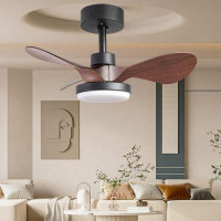 Wrought Studio 24 Lnch Ceiling Fan With Lights Remote Control, Small Ceiling Fan 3 Reversible Blades, Low Profile Ceilin