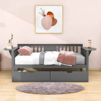 Harriet Bee Twin Size Wooden Daybed with 2 Drawers