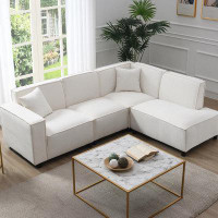 Ebern Designs 97*74" Sectional Sofa,L-shaped Couch Set with 2 Free pillows,5-seat Chenille Fabric Couch