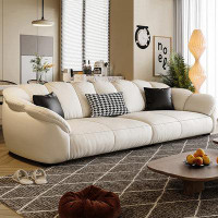 Crafts Design Trade 82.68" Creamy white Faux leather Modular Sofa cushion couch