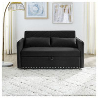 Latitude Run® Convertible Sleeper Sofa Bed with USB Port, 2 lumbar pillows and side pocket