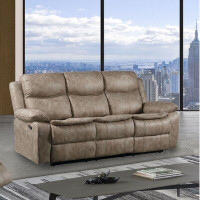 Red Barrel Studio Ensley Faux Leather Reclining Sofa With Usb Port In Sand Finish