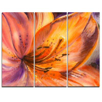 Made in Canada - Design Art Orange Lily Flower - 3 Piece Graphic Art on Wrapped Canvas Set