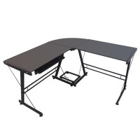Latitude Run® TDC L-Shaped Durable Stalinite Splicing Computer Desk 402C Black