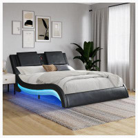 Ivy Bronx Upholstered Platform Bed Frame with led lighting, Bluetooth connection to play music control