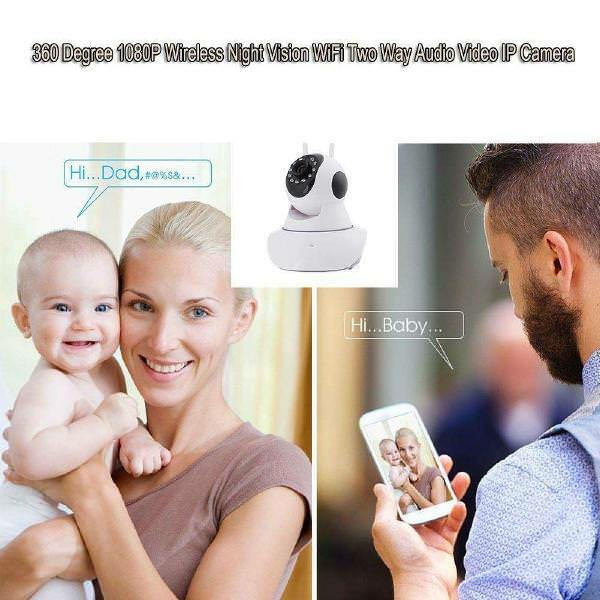 360 Degree WiFi Wireless Night Vision IP Camera - Full HD 1080P Two Way Audio Video IP Camera - White in General Electronics in Greater Montréal - Image 2