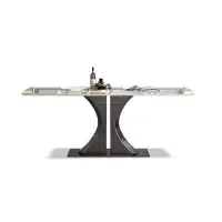 Orren Ellis 62.99" White&Grey Rectangular Faux Marble + Stainless Steel Dining Table
