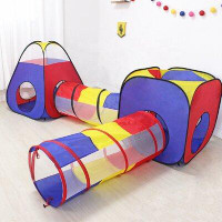 Intexca 4 In 1 Children Kids Playhouse Tent, Ball Pit, Tunnels With Storage Bag