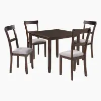 Gracie Oaks 5 Piece Dining Table Set Industrial Wooden Kitchen Table and 4 Chairs for Dining Room