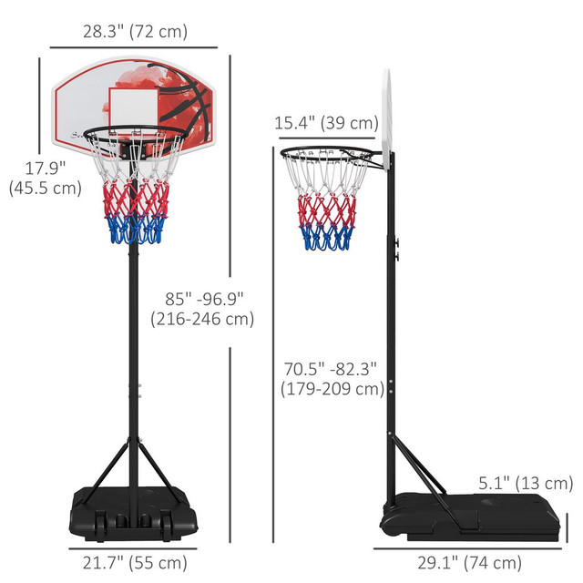 Basketball Hoop 28.3"x 29.1"x 96.9" Black, Clear, Orange in Exercise Equipment - Image 3