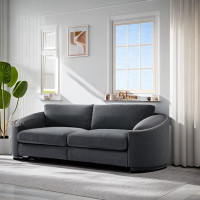 Hokku Designs Cariel 92'' Semilunar Arm Sofa with Rivet Detailing