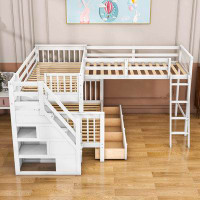 Harriet Bee Abigayle Kids Twin Over Full Wood Bunk Bed with Drawers