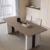 Hokku Designs 55.12" Sintered Stone + Manufactured Wood Rectangular Dining Table
