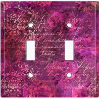 WorldAcc Metal Light Switch Plate Outlet Cover (Pink Red Letter Writing  - Double Toggle)