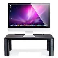Inbox Zero Computer Desk Monitor Stand Riser With Height Adjustable Feet, Office Storage Organizer, Shelf For Desktop
