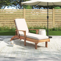 Birch Lane™ Bridgecliff Outdoor Solid Acacia Wood Reclining Chaise with Cushions