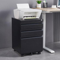 Inbox Zero 3-Drawer Mobile File Cabinet With Lock