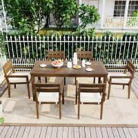 Wildon Home® Acacia Wood Outdoor Dining Table And Chairs Suitable For Patio