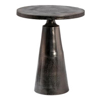17 Stories Jevgeni 20" Round Aluminum Black Nickel Pedestal Base Side Table