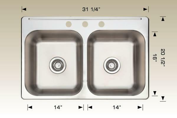 Standard Series  Top Mount / Drop In, 31 1/4 x 20 12 x 8 Depth, 304 stainless steel 18 gauge in Plumbing, Sinks, Toilets & Showers