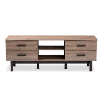 Lefancy.net Lefancy  Arend Modern and Contemporary Two-Tone Oak and Ebony Wood 4-Drawer TV Stand