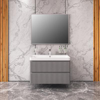 Latitude Run® Gyzelle 35.4'' Wall Mounted Single Bathroom Vanity with Acrylic Top with Mirror