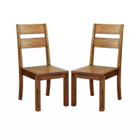 Loon Peak Set Of 2 Wooden Side Chairs In Dark Oak Finish