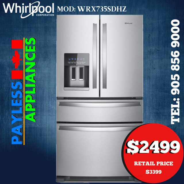Whirlpool WRX735SDHZ 36 French Door Refrigerator 24.5 Cu. Ft. Capacity Fingerprint Resistant Stainless Steel in Refrigerators in Mississauga / Peel Region