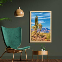 East Urban Home Ambesonne Cactus Wall Art With Frame, Landscape Photo With Plants Botany Majestic Mountains And Sky, Pri