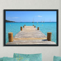 Picture Perfect International "Wood Pier on the Beach" Framed Photographic Print