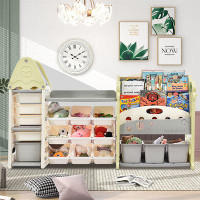 Zoomie Kids Kids Bookshelf Toy Storage Organizer With 17 Bins And 5 Bookshelves