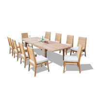 Teak Smith Grade-A Teak Dining Set: 86" Canberra Rectangle Table And 6 Charleston Stacking Armless Chairs