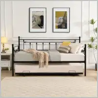 August Grove Modern  Metal Daybed With Pull Out Trundle
