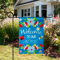 Northlight Seasonal Blue "Welcome To Our House" Outdoor Garden Flag 12.5" X 18"