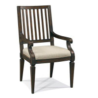 Hickory White Cooper Slat Back Arm Chair in Dark Brown/Hickory White